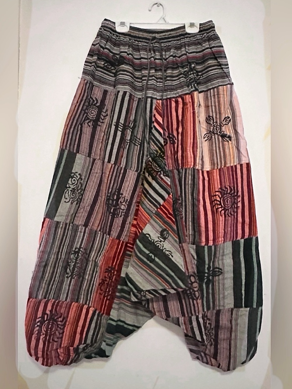 Bohemian Patchwork Striped Harem Skirt in Multicolor
